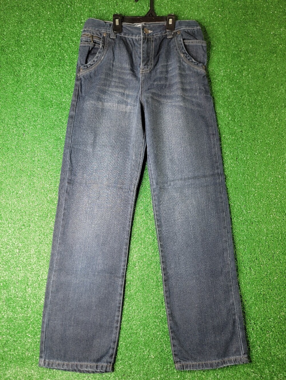 Dickies Dark Blue Distressed Boy's Denim Jeans Size 14 Button Zip Pockets Rare
